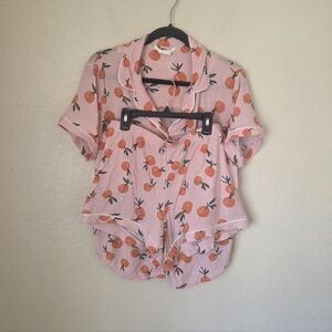 Kate Spade Tangerine Print Two Piece Pajama Set Size Medium